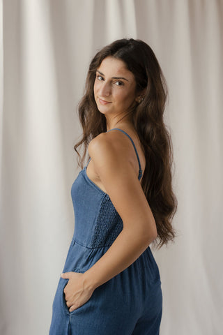 Z Supply Angel Eyes Twill Jumpsuit, Twilight Blue - The Red Thread Boutique