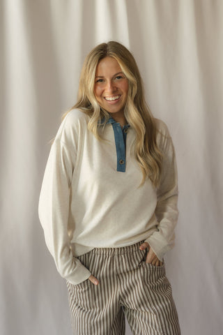 Crest Pullover, Tan Heather