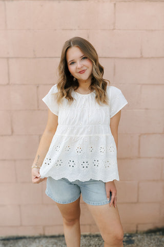 Rafael Eyelet Top, Cream