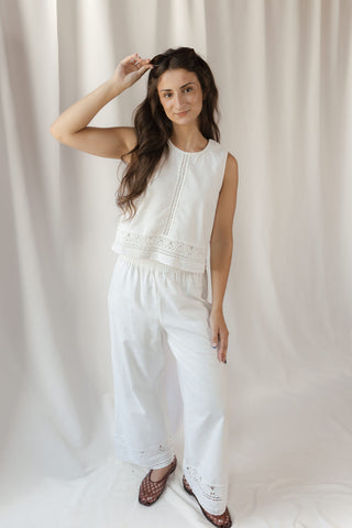 Z Supply Scout Embroidered Pants, White - The Red Thread Boutique
