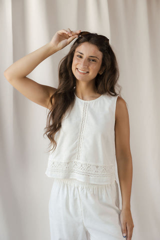 Z Supply Sloane Embroidered Top, White - The Red Thread Boutique