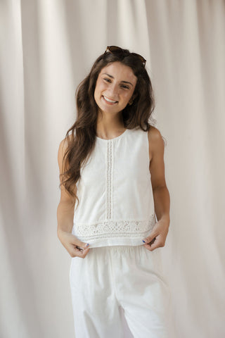 Z Supply Sloane Embroidered Top, White - The Red Thread Boutique