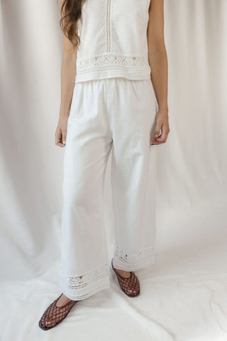 Z Supply Scout Embroidered Pants, White - The Red Thread Boutique