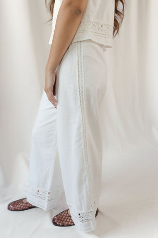 Z Supply Scout Embroidered Pants, White - The Red Thread Boutique
