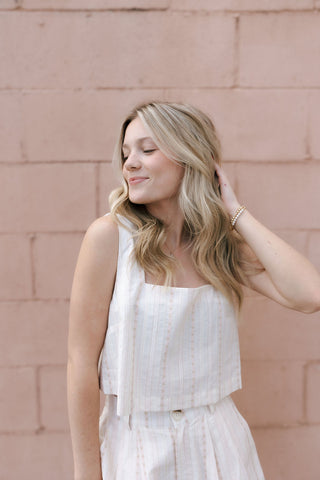 Floral Square Neck Set, Lt Taupe