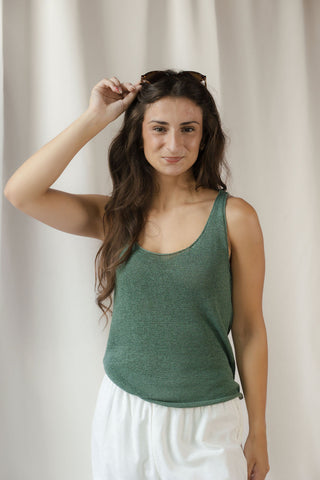 Z Supply Perch Linen Tank, Everglade - The Red Thread Boutique