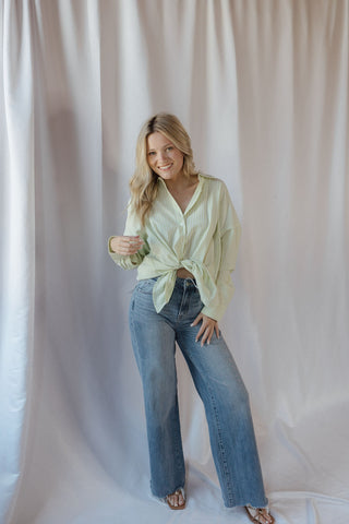 Jules Button Up, Lime - The Red Thread Boutique