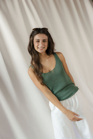 Z Supply Perch Linen Tank, Everglade - The Red Thread Boutique