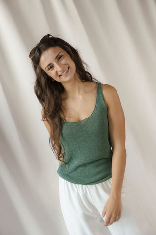 Z Supply Perch Linen Tank, Everglade - The Red Thread Boutique