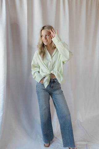Jules Button Up, Lime - The Red Thread Boutique
