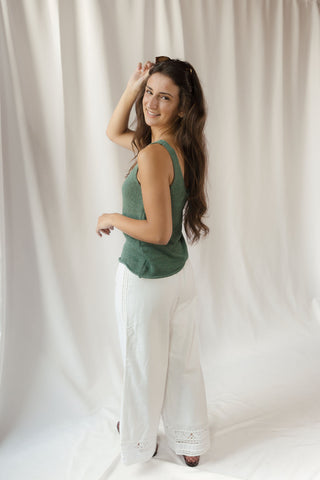 Z Supply Perch Linen Tank, Everglade - The Red Thread Boutique