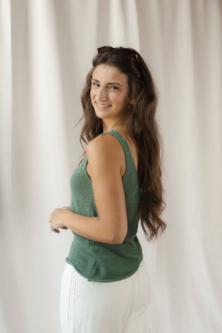 Z Supply Perch Linen Tank, Everglade - The Red Thread Boutique