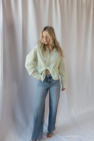 Jules Button Up, Lime - The Red Thread Boutique