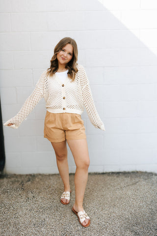 Kensley Open Knit Cardigan, Natural