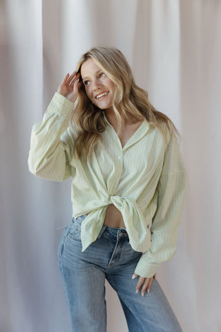Jules Button Up, Lime - The Red Thread Boutique