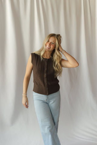 Z Supply Cabot Sweater Vest, Dark Chocolate