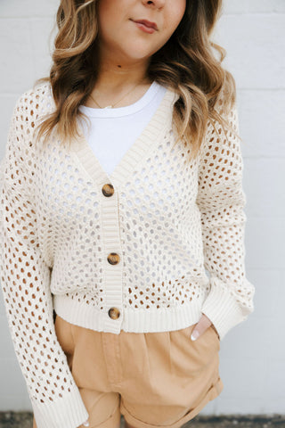 Kensley Open Knit Cardigan, Natural