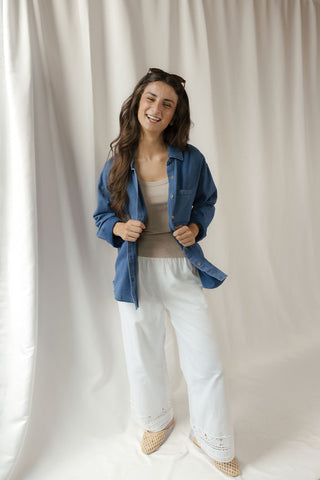 Z Supply The Perfect Twill Button Up, Twilight Blue - The Red Thread Boutique