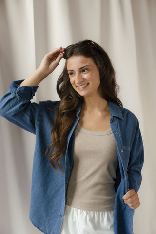Z Supply The Perfect Twill Button Up, Twilight Blue - The Red Thread Boutique