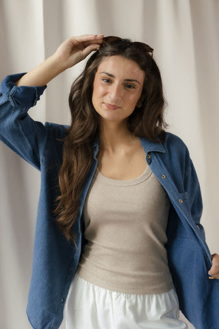 Z Supply The Perfect Twill Button Up, Twilight Blue - The Red Thread Boutique