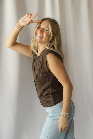 Z Supply Cabot Sweater Vest, Dark Chocolate