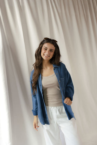 Z Supply The Perfect Twill Button Up, Twilight Blue - The Red Thread Boutique