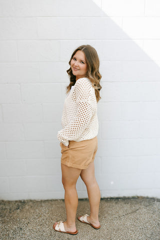 Kensley Open Knit Cardigan, Natural