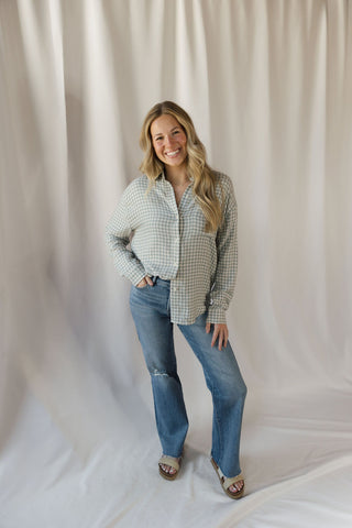 River Plaid Button Up, Emerald Cove - The Red Thread Boutique