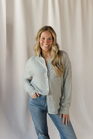 River Plaid Button Up, Emerald Cove - The Red Thread Boutique