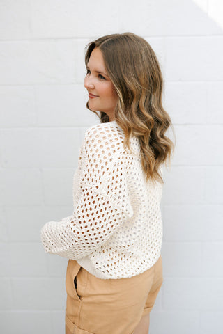 Kensley Open Knit Cardigan, Natural