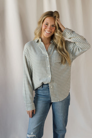 River Plaid Button Up, Emerald Cove - The Red Thread Boutique