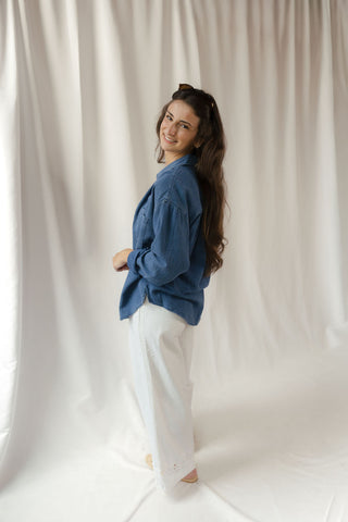 Z Supply The Perfect Twill Button Up, Twilight Blue - The Red Thread Boutique