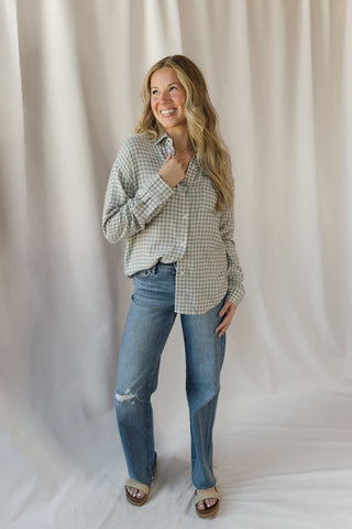 River Plaid Button Up, Emerald Cove - The Red Thread Boutique