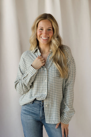 River Plaid Button Up, Emerald Cove - The Red Thread Boutique