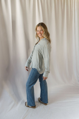 River Plaid Button Up, Emerald Cove - The Red Thread Boutique