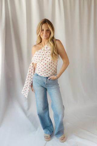 Bianca Polka Dot Top, Red/Ivory - The Red Thread Boutique