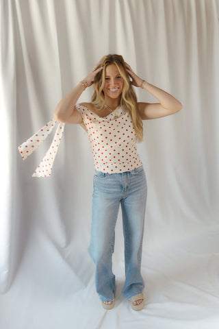Bianca Polka Dot Top, Red/Ivory - The Red Thread Boutique