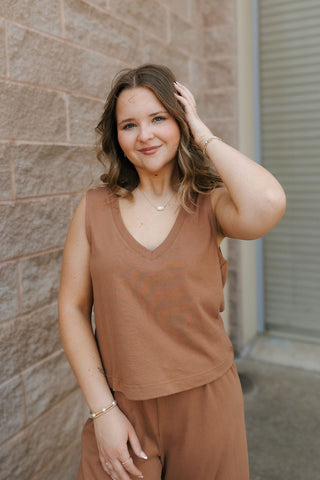 Sloane V Neck Tank, Teakwood by Z Supply