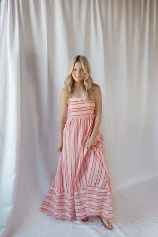 Kinzi Stripe Maxi Dress, Blush