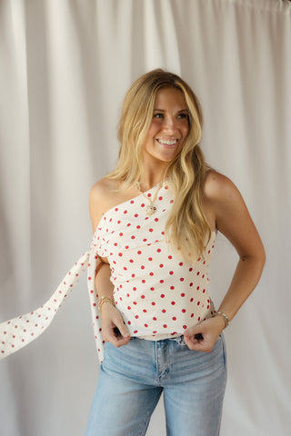 Bianca Polka Dot Top, Red/Ivory - The Red Thread Boutique
