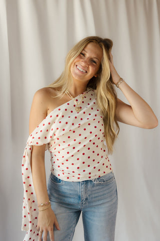 Bianca Polka Dot Top, Red/Ivory - The Red Thread Boutique