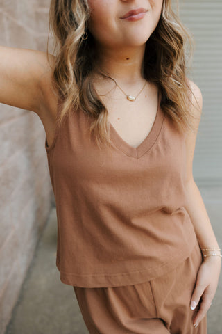 Sloane V Neck Tank, Teakwood by Z Supply