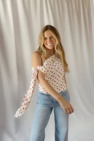 Bianca Polka Dot Top, Red/Ivory - The Red Thread Boutique