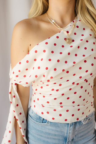 Bianca Polka Dot Top, Red/Ivory - The Red Thread Boutique