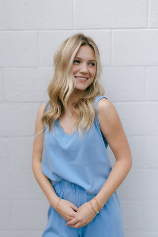 Sloane V Neck Tank, Bay Blue by Z Supply