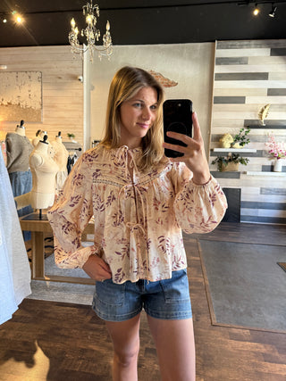 Arden Floral Tie Top - The Red Thread Boutique