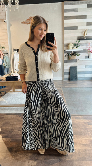 House Blend Zebra Pants, Black/Cream - The Red Thread Boutique