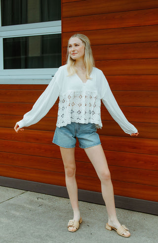 Crochet Contrast Top *final sale