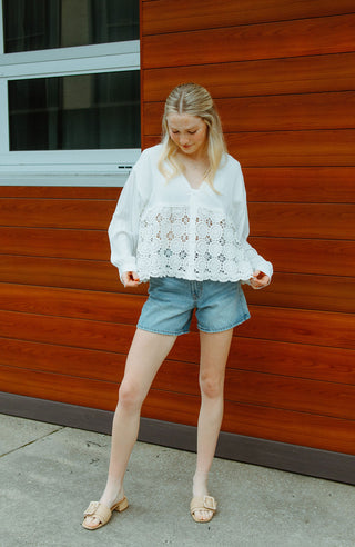 Crochet Contrast Top *final sale
