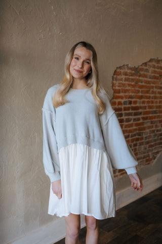 Isabel Dress, Blue White *final sale